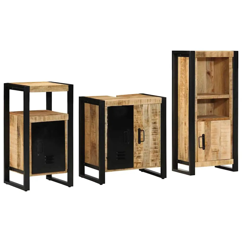 Ensemble de mobilier de salle de bain 3 pièces Marron et Noir - XIOS