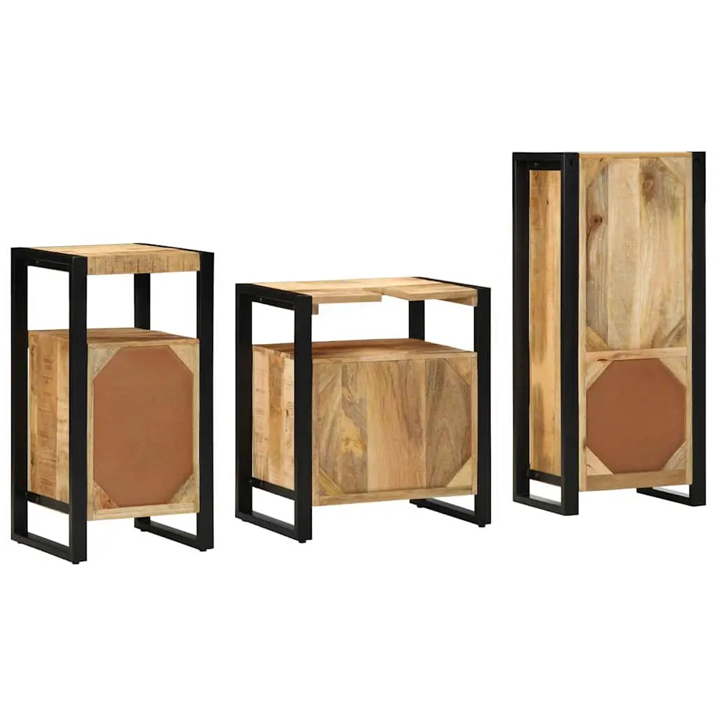 Ensemble de mobilier de salle de bain 3 pièces Marron et Noir - XIOS