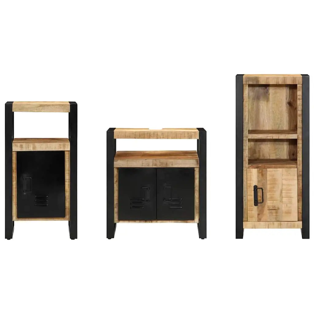 Ensemble de mobilier de salle de bain 3 pièces Marron et Noir - XIOS