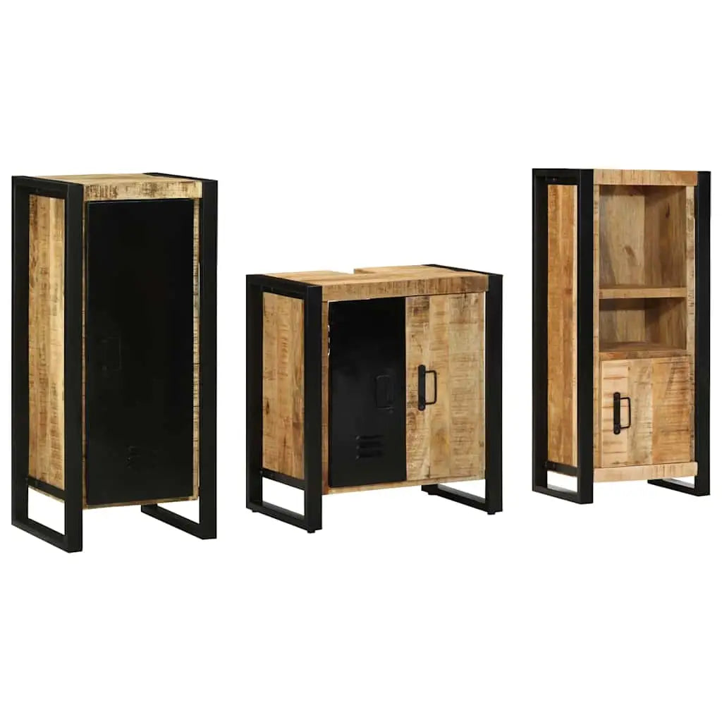 Ensemble de mobilier de salle de bain 3 pièces Marron et Noir - XIOS