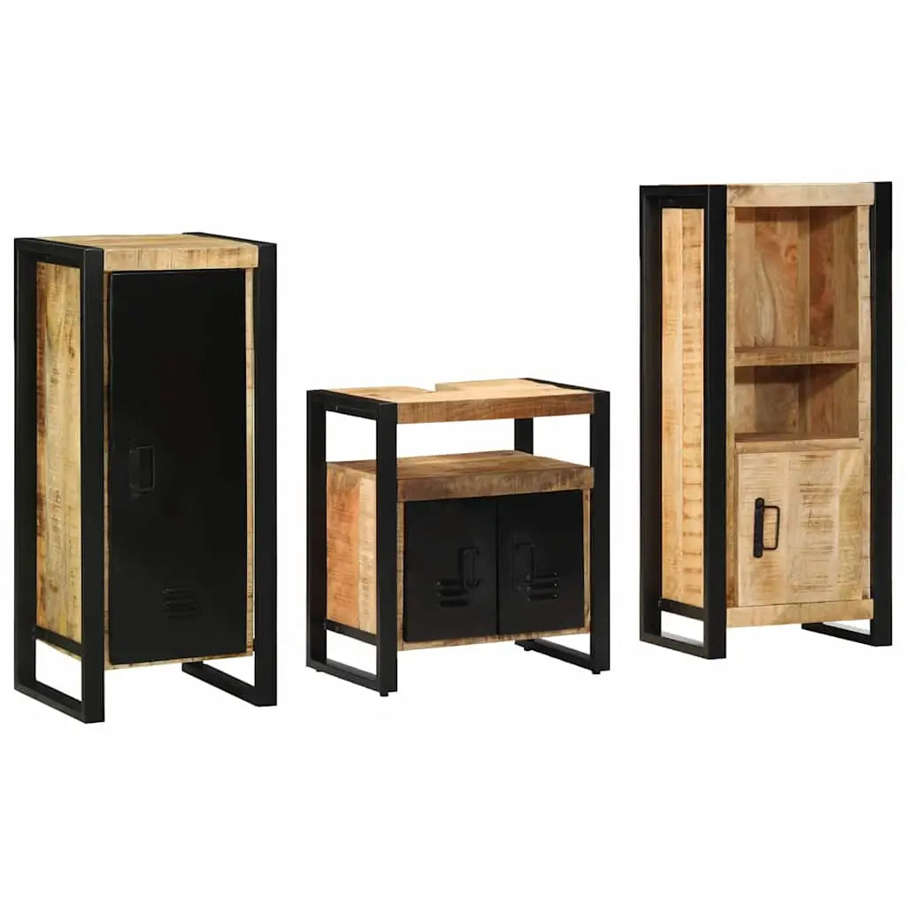 Ensemble de mobilier de salle de bain 3 pièces Marron et Noir - XIOS