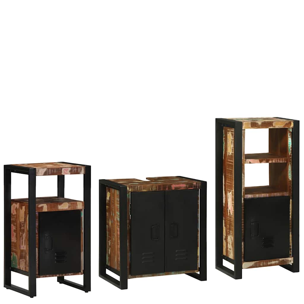 Ensemble de mobilier de salle de bain 3 pc Multicolore et noir
