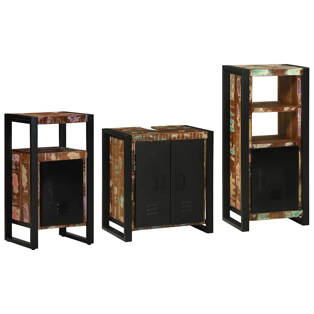 Ensemble de mobilier de salle de bain 3 pc Multicolore et noir