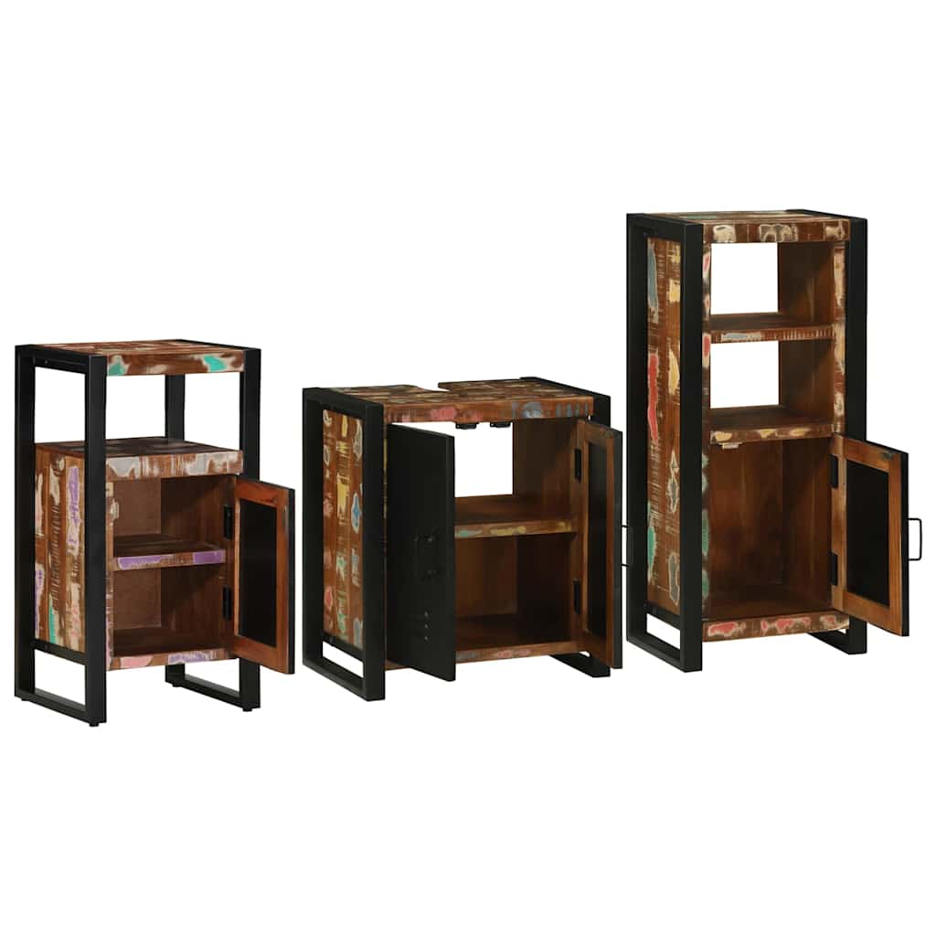 Ensemble de mobilier de salle de bain 3 pc Multicolore et noir