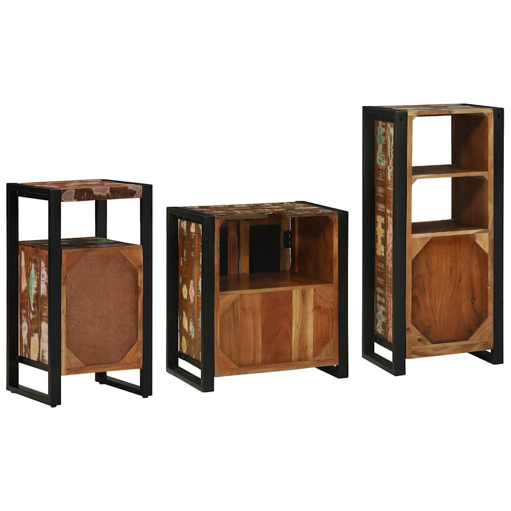 Ensemble de mobilier de salle de bain 3 pc Multicolore et noir