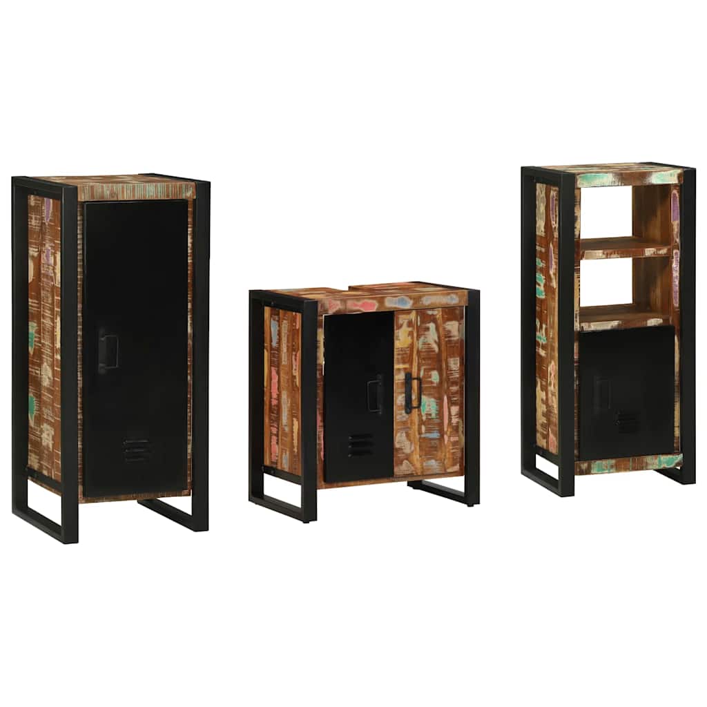 Ensemble de mobilier de salle de bain 3 pc Multicolore et noir