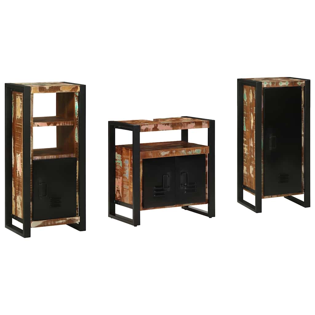 Ensemble de mobilier de salle de bain 3 pc Multicolore et noir