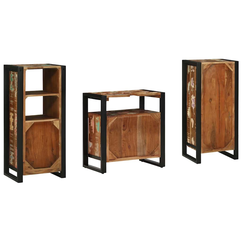 Ensemble de mobilier de salle de bain 3 pc Multicolore et noir