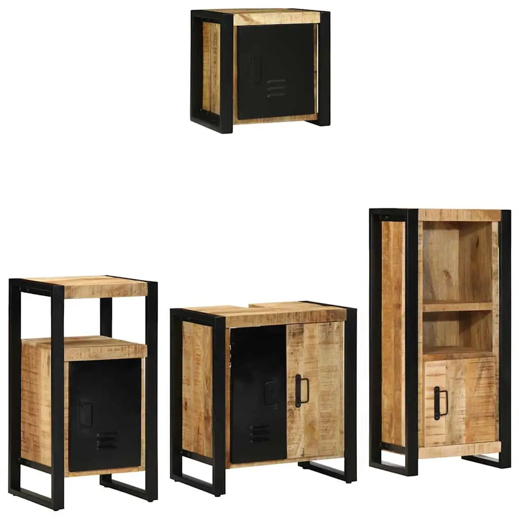 Ensemble de mobilier de salle de bain 4 pc Marron et Noir - XIOS