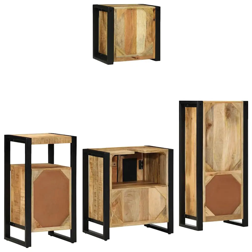 Ensemble de mobilier de salle de bain 4 pc Marron et Noir - XIOS