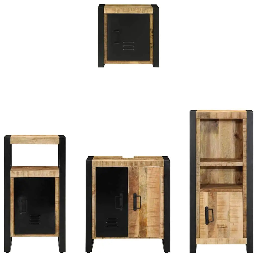 Ensemble de mobilier de salle de bain 4 pc Marron et Noir - XIOS