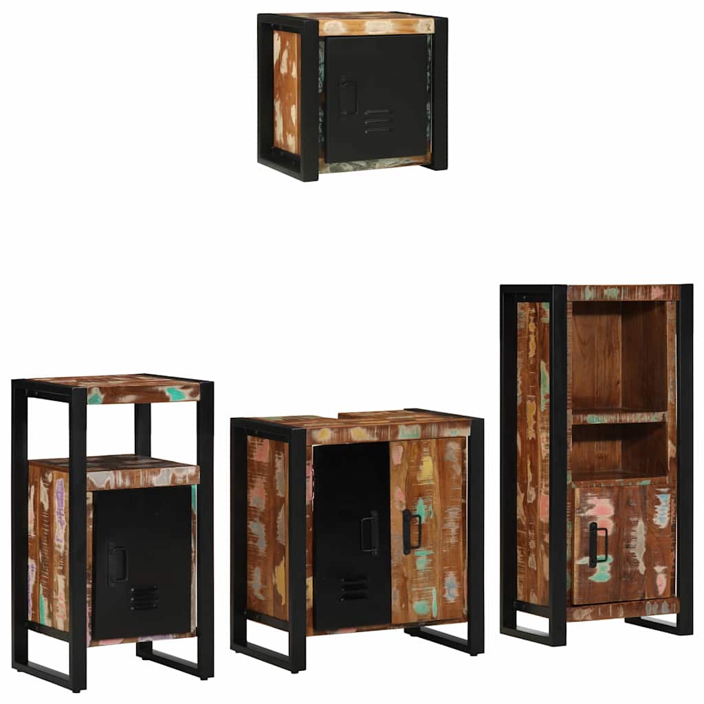 Ensemble de mobilier de salle de bain 4 pc Multicolore et noir