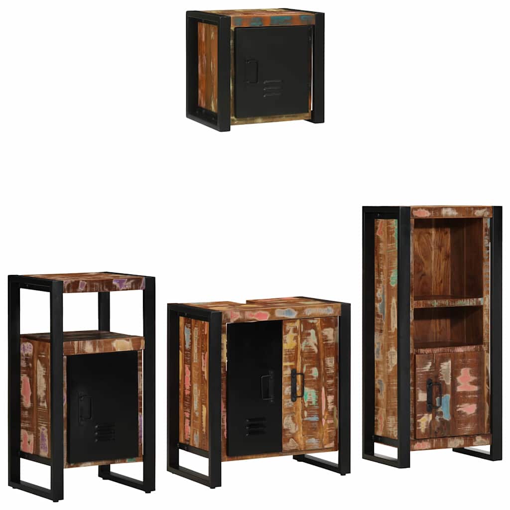 Ensemble de mobilier de salle de bain 4 pc Multicolore et noir