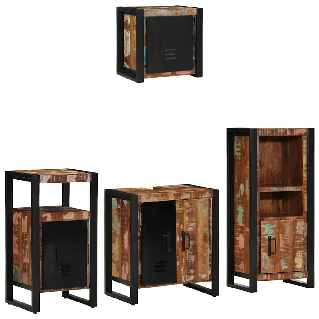 Ensemble de mobilier de salle de bain 4 pc Multicolore et noir