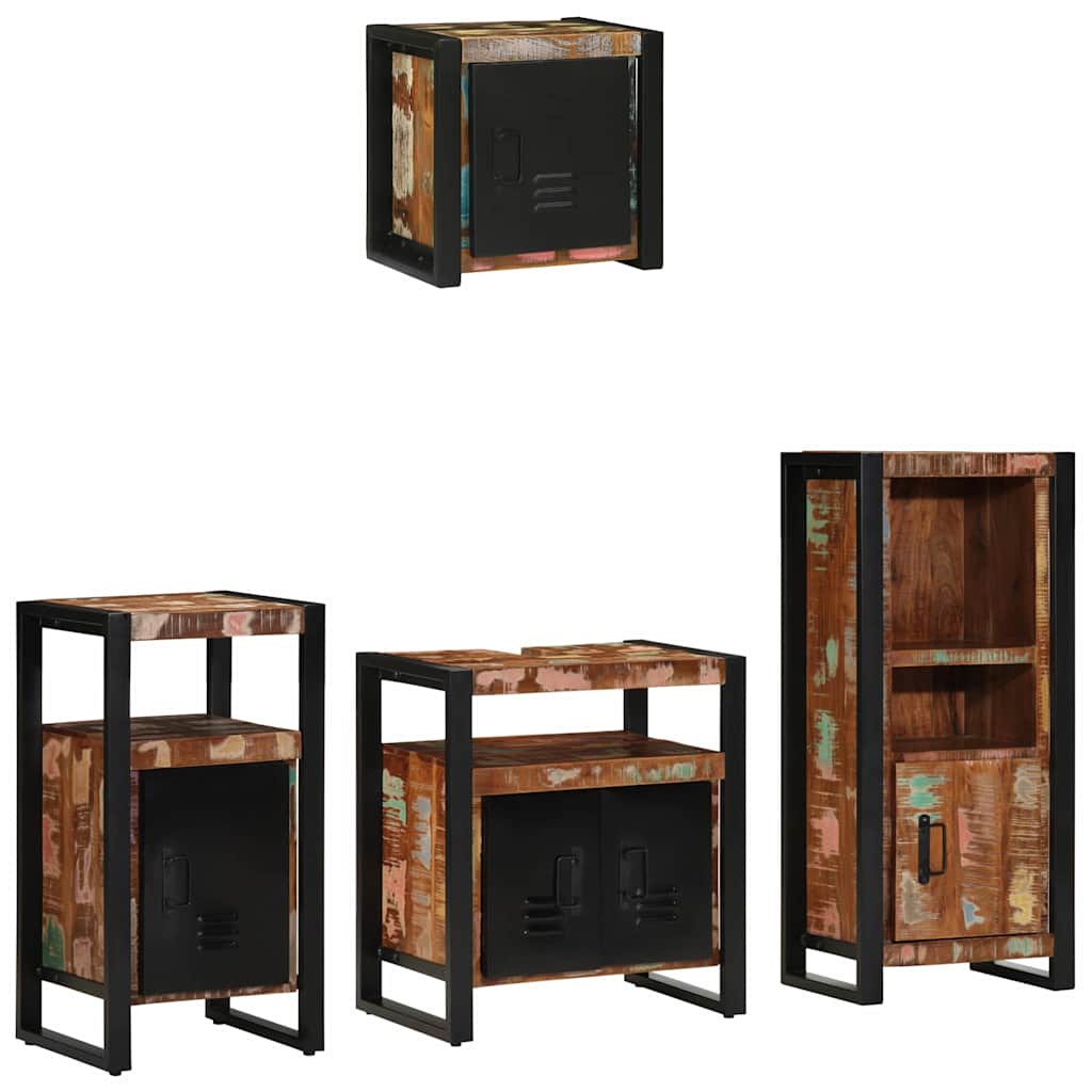Ensemble de mobilier de salle de bain 4 pc Multicolore et noir
