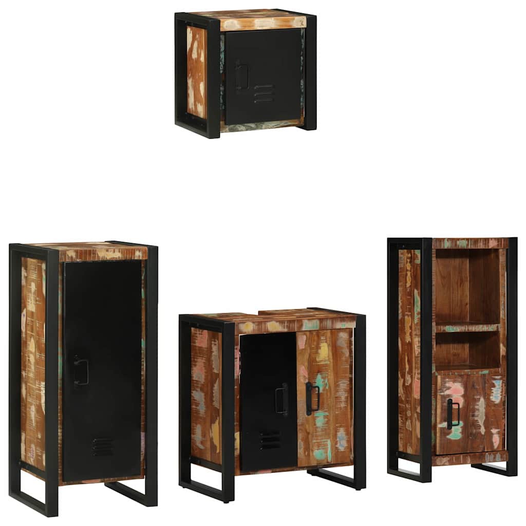 Ensemble de mobilier de salle de bain 4 pc Multicolore et noir