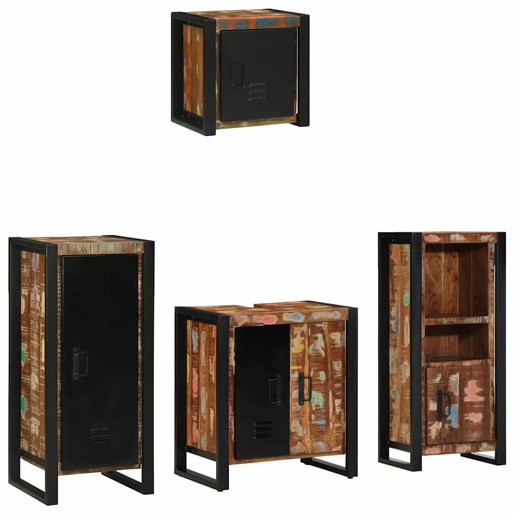 Ensemble de mobilier de salle de bain 4 pc Multicolore et noir