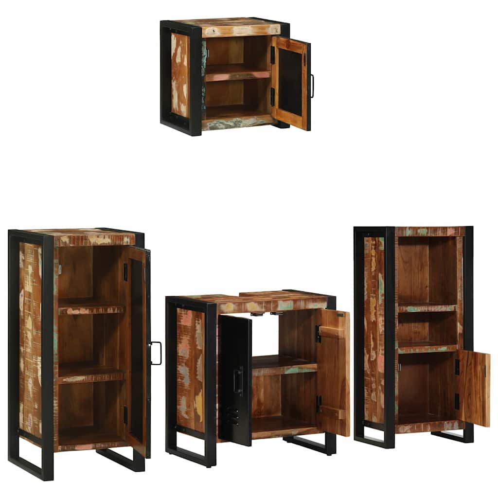Ensemble de mobilier de salle de bain 4 pc Multicolore et noir