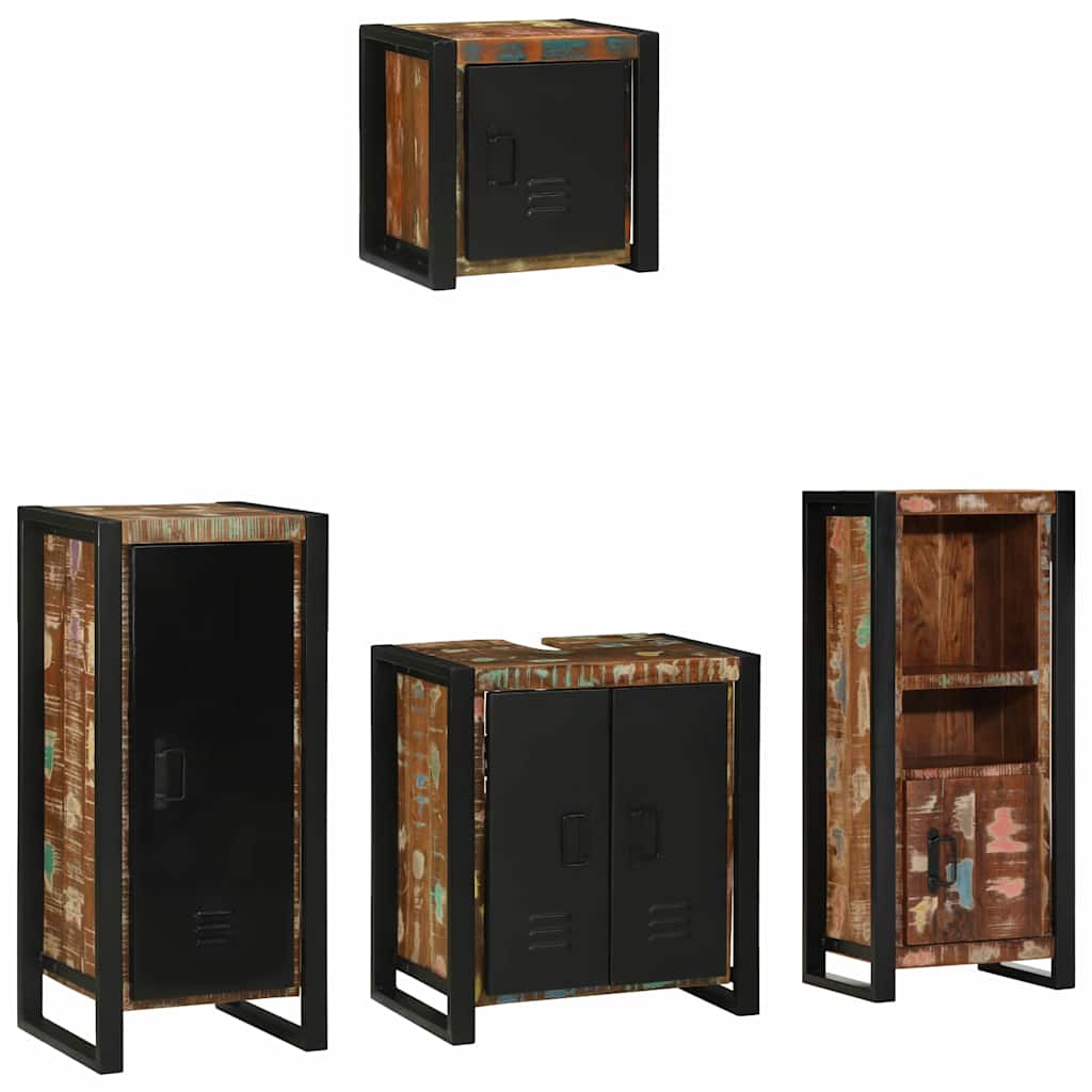 Ensemble de mobilier de salle de bain 4 pc Multicolore et noir