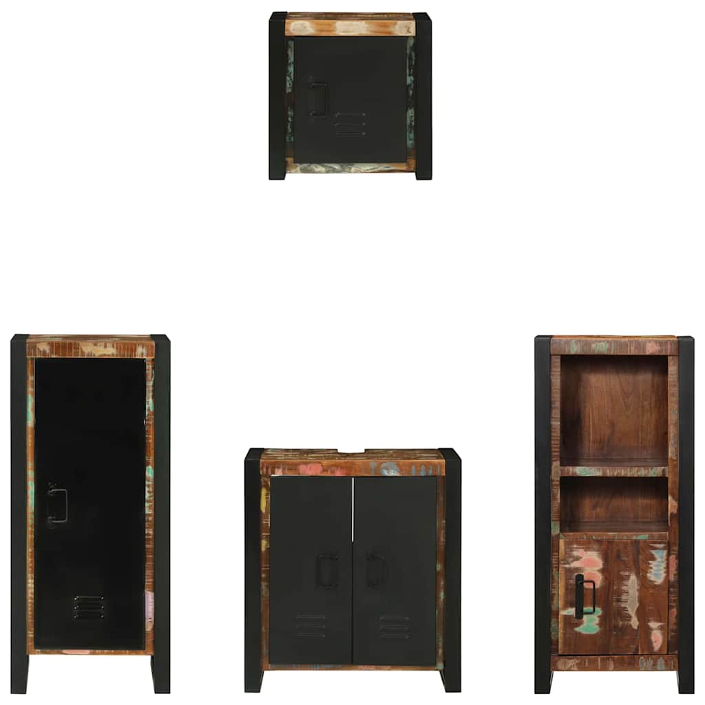Ensemble de mobilier de salle de bain 4 pc Multicolore et noir