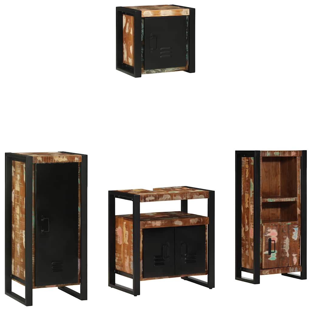 Ensemble de mobilier de salle de bain 4 pc Multicolore et noir