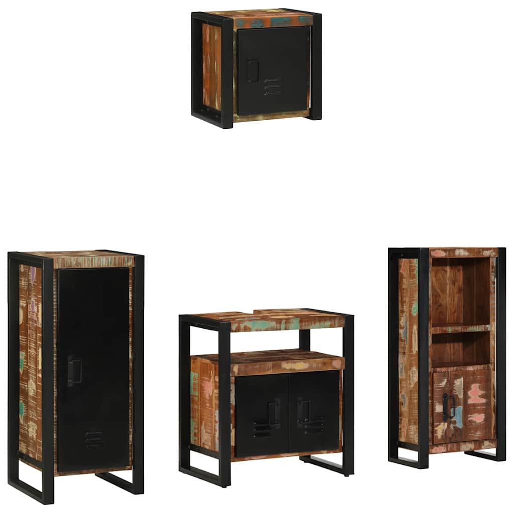 Ensemble de mobilier de salle de bain 4 pc Multicolore et noir