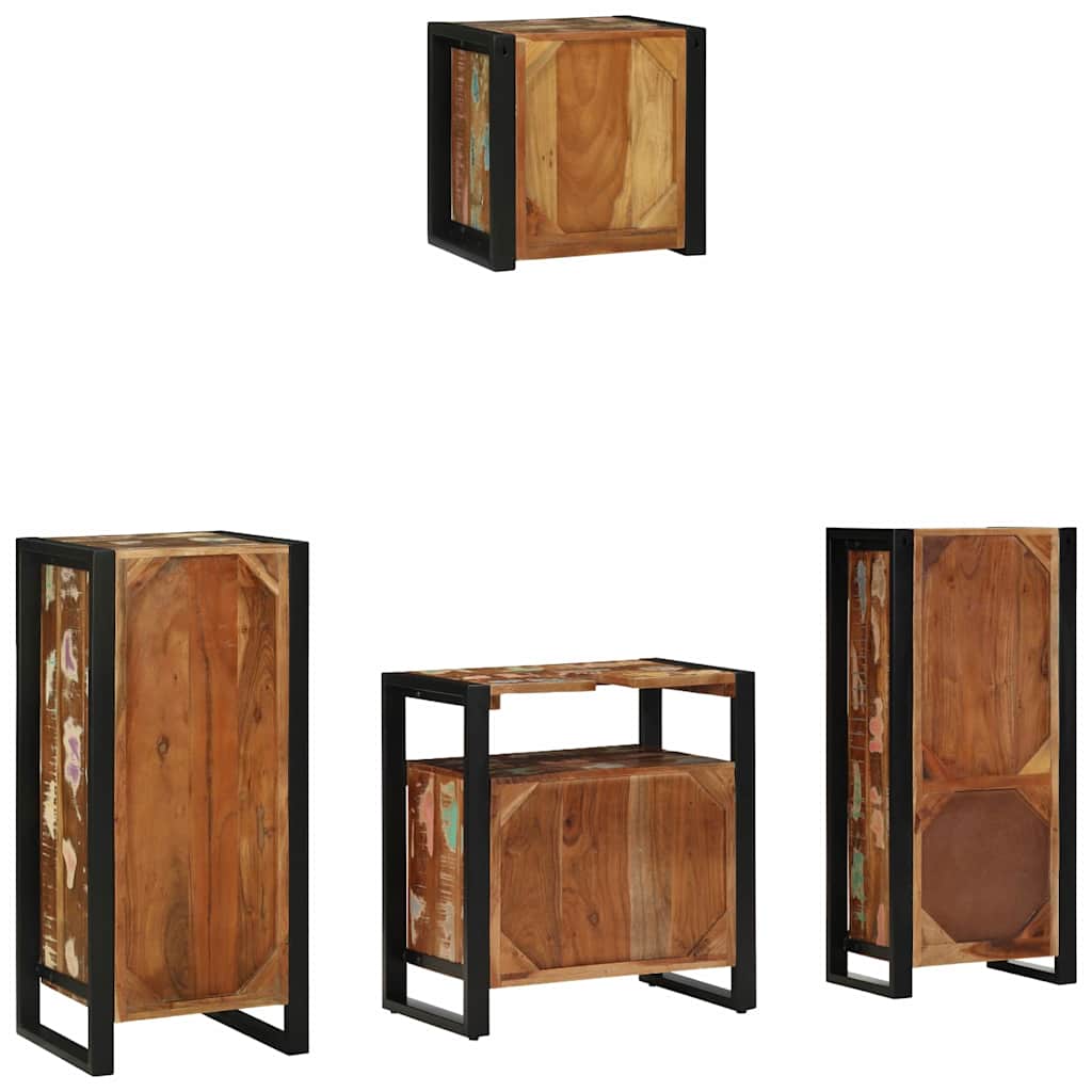 Ensemble de mobilier de salle de bain 4 pc Multicolore et noir