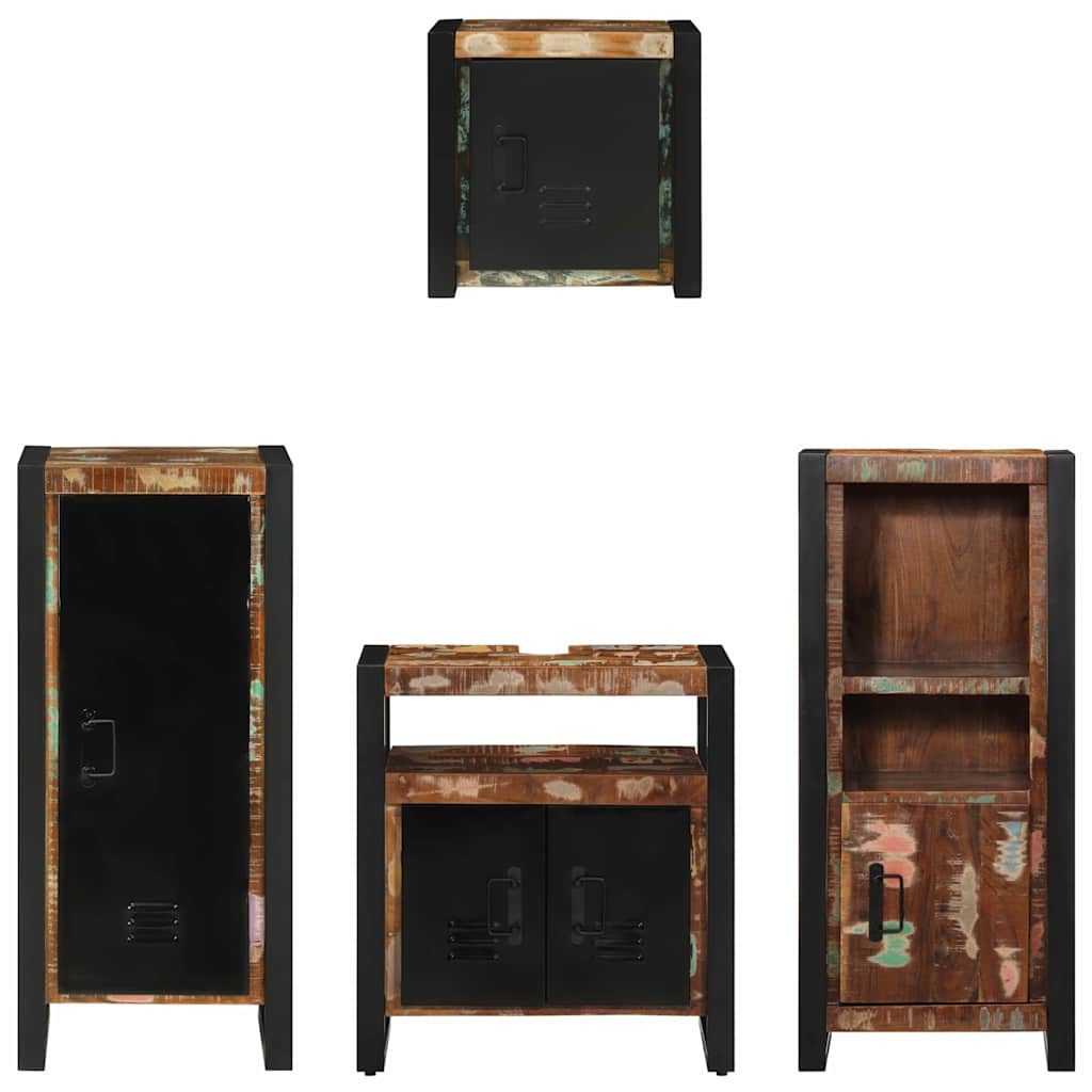 Ensemble de mobilier de salle de bain 4 pc Multicolore et noir