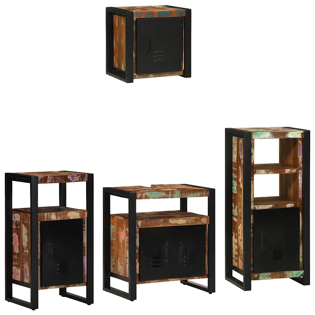 Ensemble de mobilier de salle de bain 4 pc Multicolore et noir