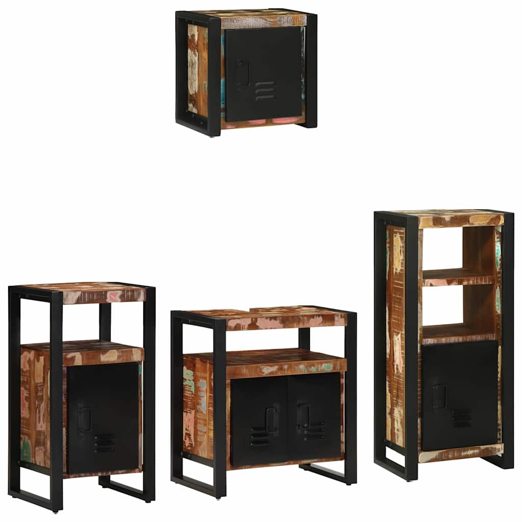 Ensemble de mobilier de salle de bain 4 pc Multicolore et noir