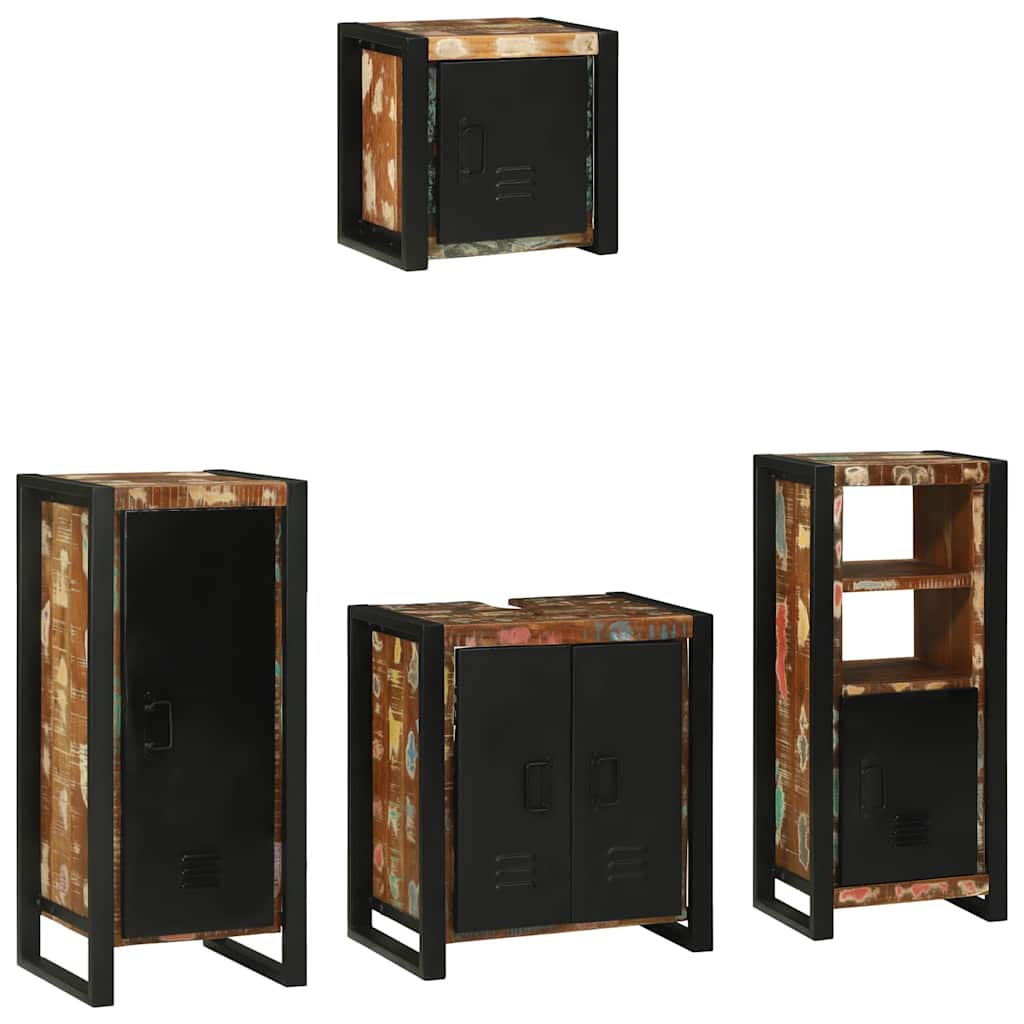 Ensemble de mobilier de salle de bain 4 pc Multicolore et noir