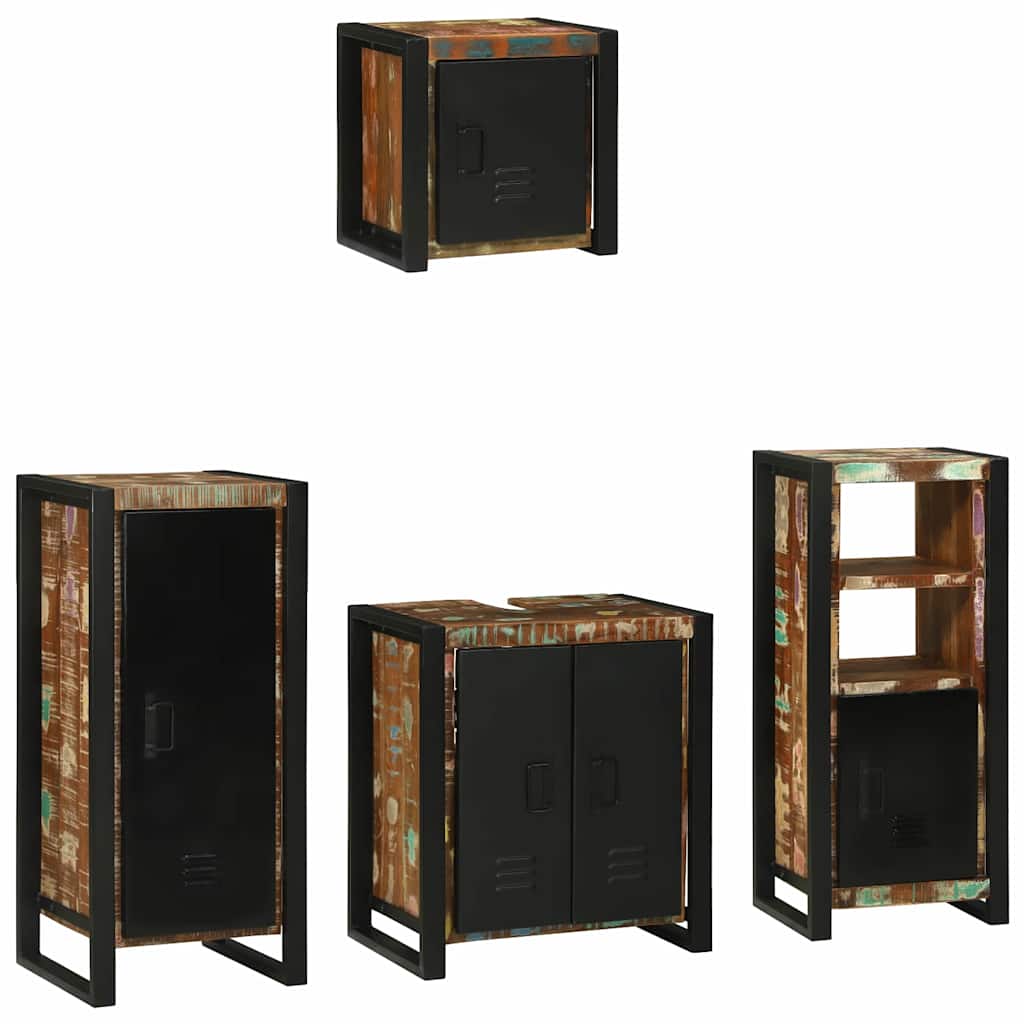 Ensemble de mobilier de salle de bain 4 pc Multicolore et noir