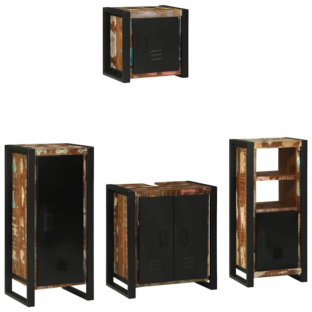 Ensemble de mobilier de salle de bain 4 pc Multicolore et noir