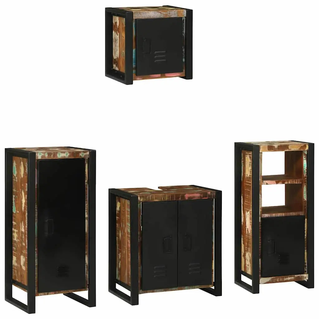 Ensemble de mobilier de salle de bain 4 pc Multicolore et noir - XIOS