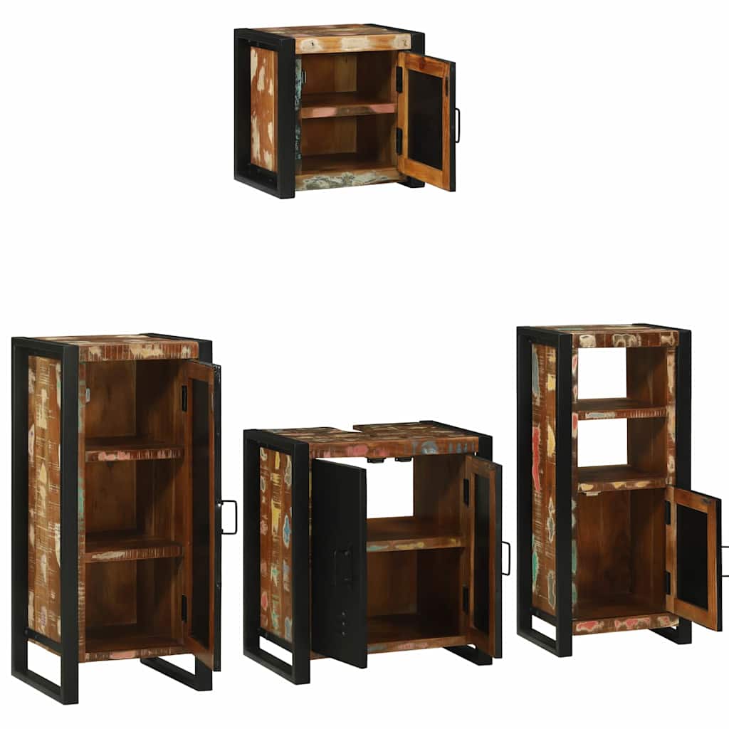Ensemble de mobilier de salle de bain 4 pc Multicolore et noir
