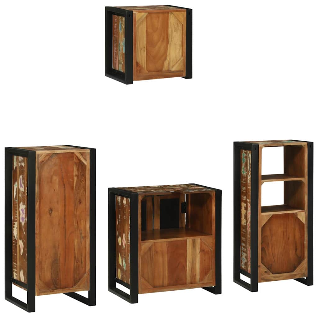 Ensemble de mobilier de salle de bain 4 pc Multicolore et noir