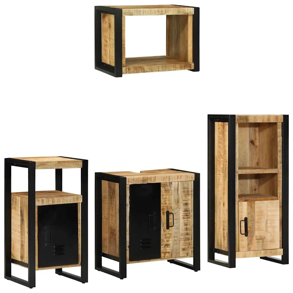 Ensemble de mobilier de salle de bain 4 pc Marron et Noir - XIOS