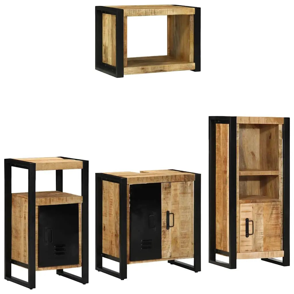 Ensemble de mobilier de salle de bain 4 pc Marron et Noir - XIOS