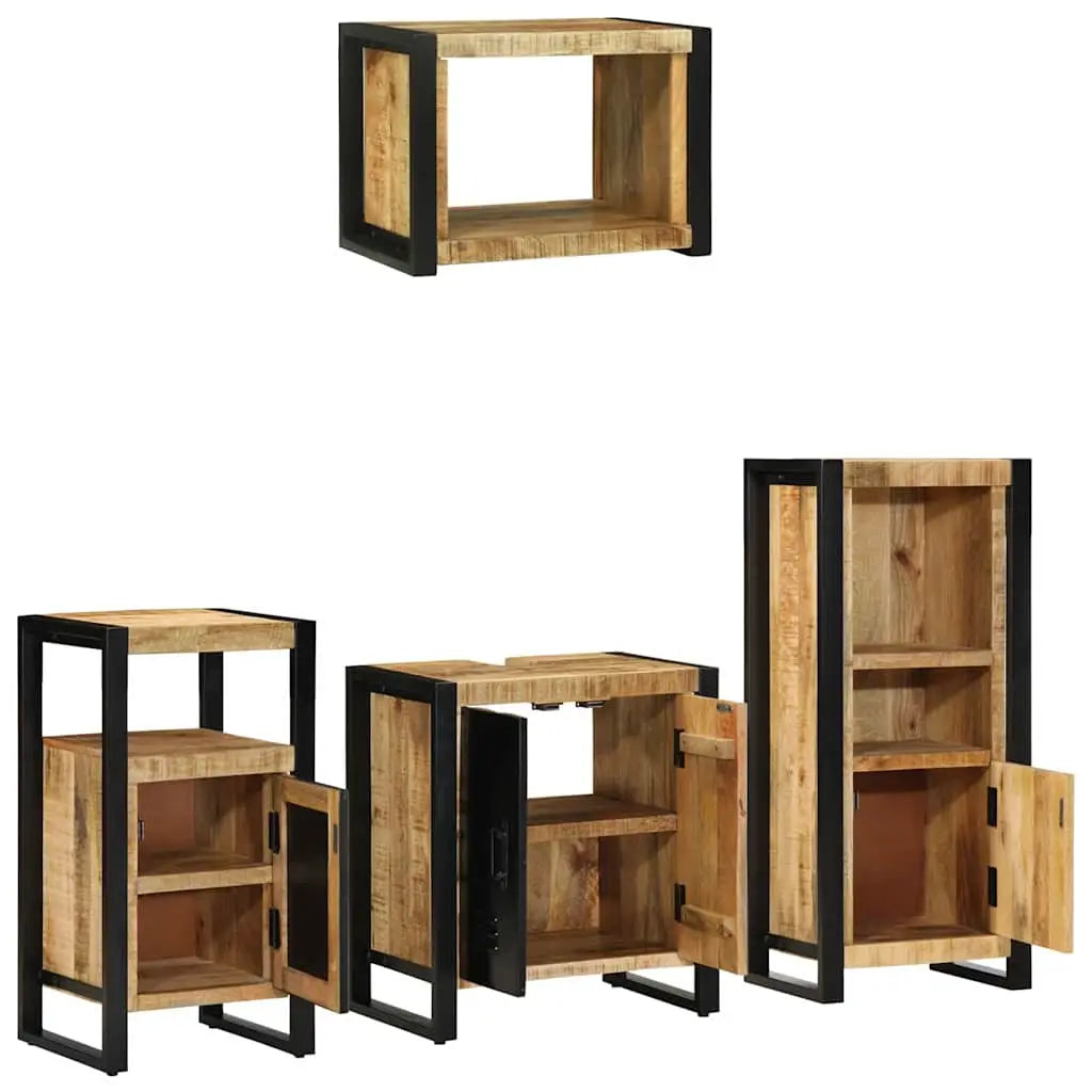 Ensemble de mobilier de salle de bain 4 pc Marron et Noir - XIOS