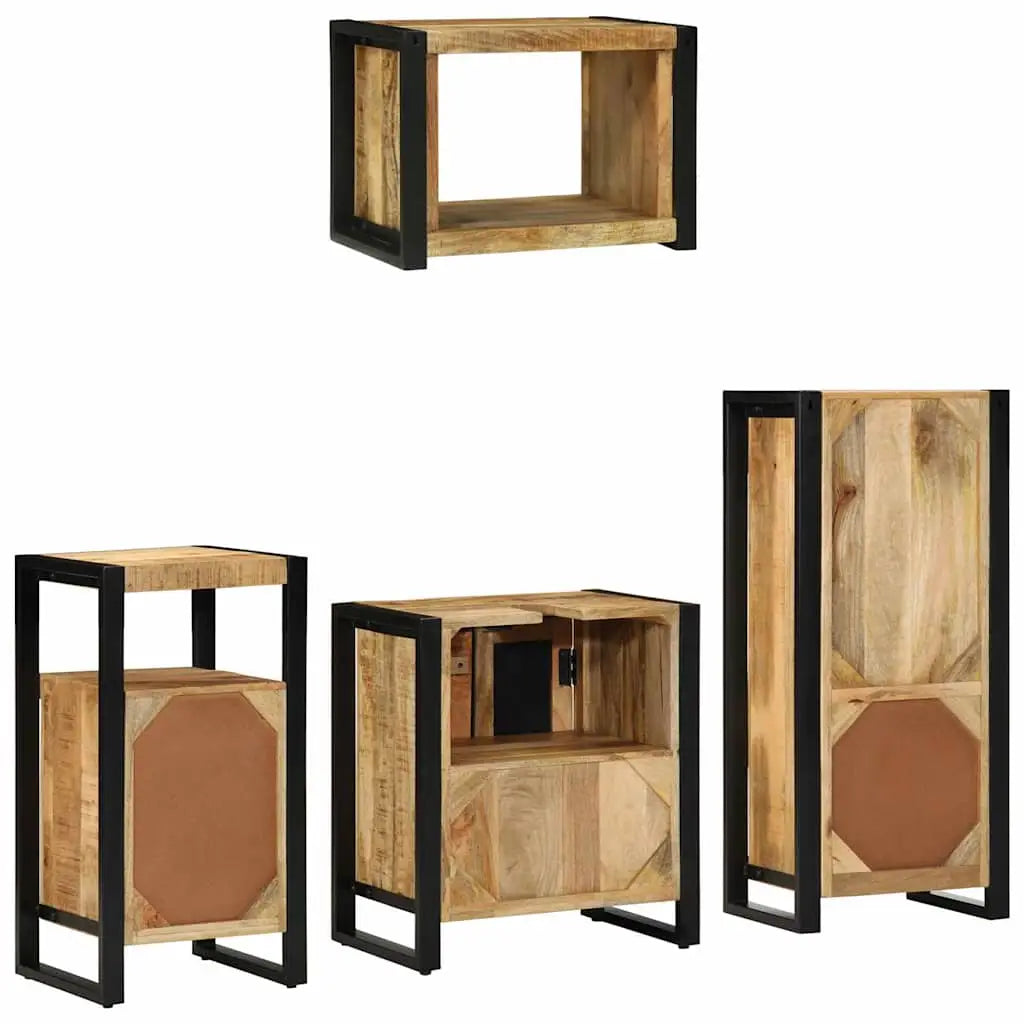 Ensemble de mobilier de salle de bain 4 pc Marron et Noir - XIOS