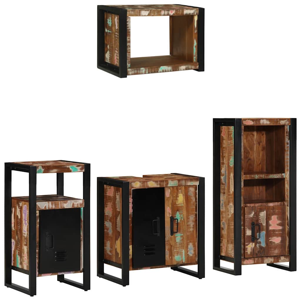 Ensemble de mobilier de salle de bain 4 pc Multicolore et noir