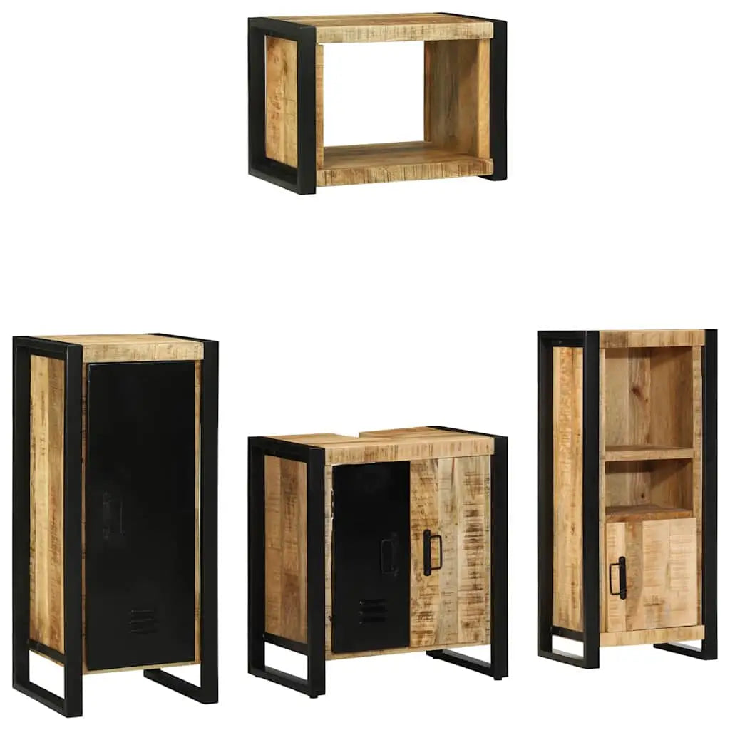 Ensemble de mobilier de salle de bain 4 pièces Marron et Noir - XIOS