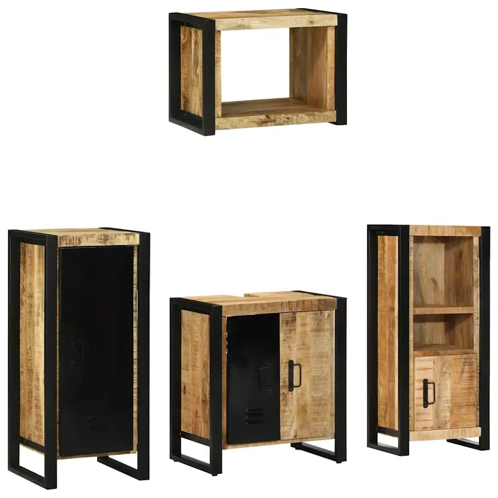Ensemble de mobilier de salle de bain 4 pièces Marron et Noir - XIOS