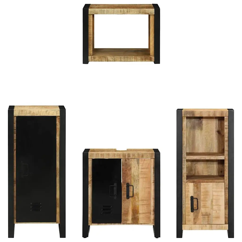 Ensemble de mobilier de salle de bain 4 pièces Marron et Noir - XIOS