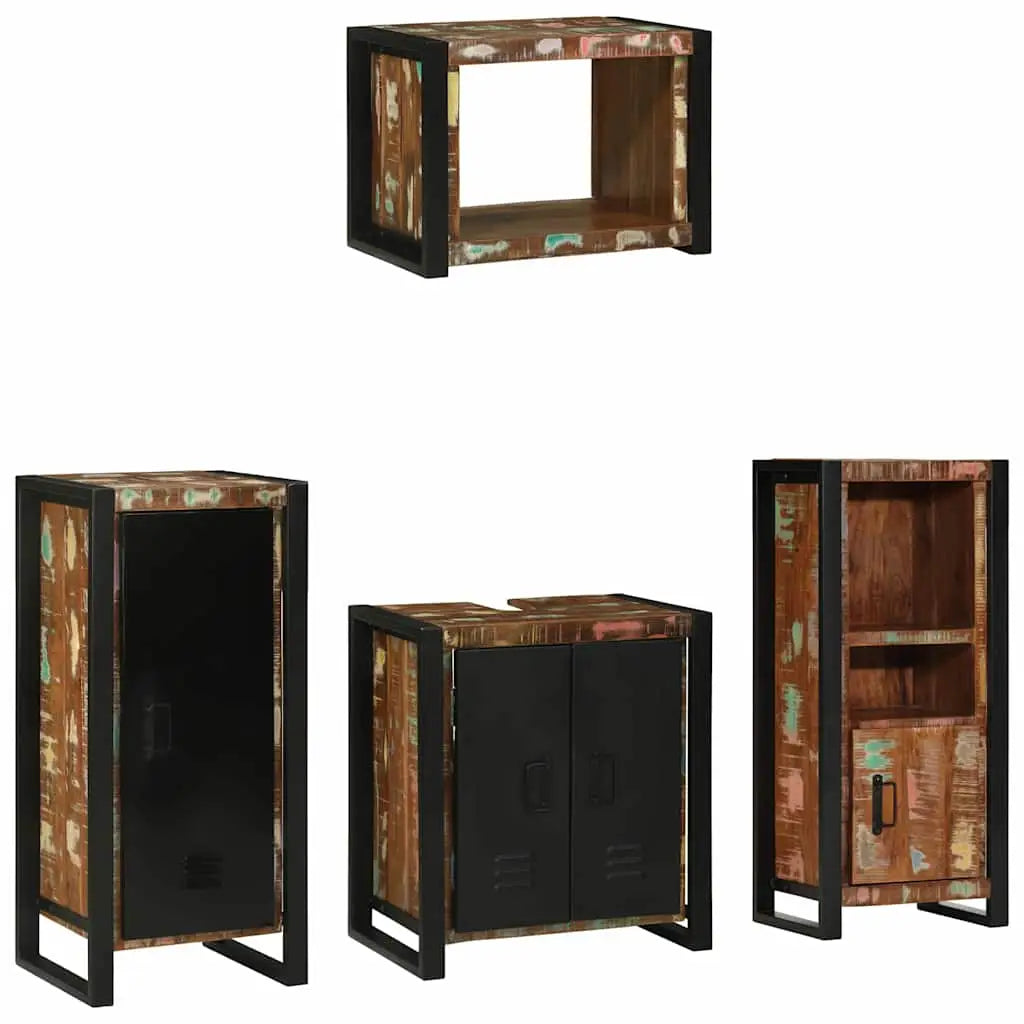 Ensemble de mobilier de salle de bain 4 pc Multicolore et noir - XIOS