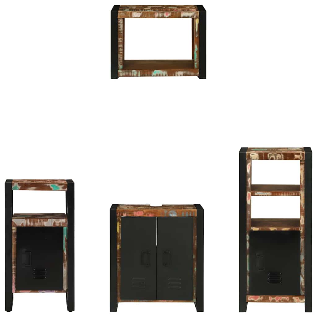 Ensemble de mobilier de salle de bain 4 pc Multicolore et noir