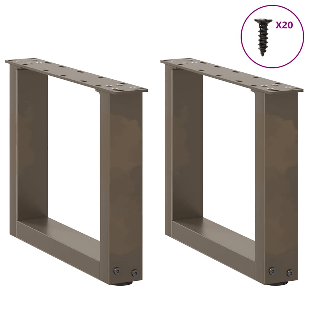 Pieds de table basse en U, 2 pièces, acier naturel, 40 x (30-31) cm - XIOS