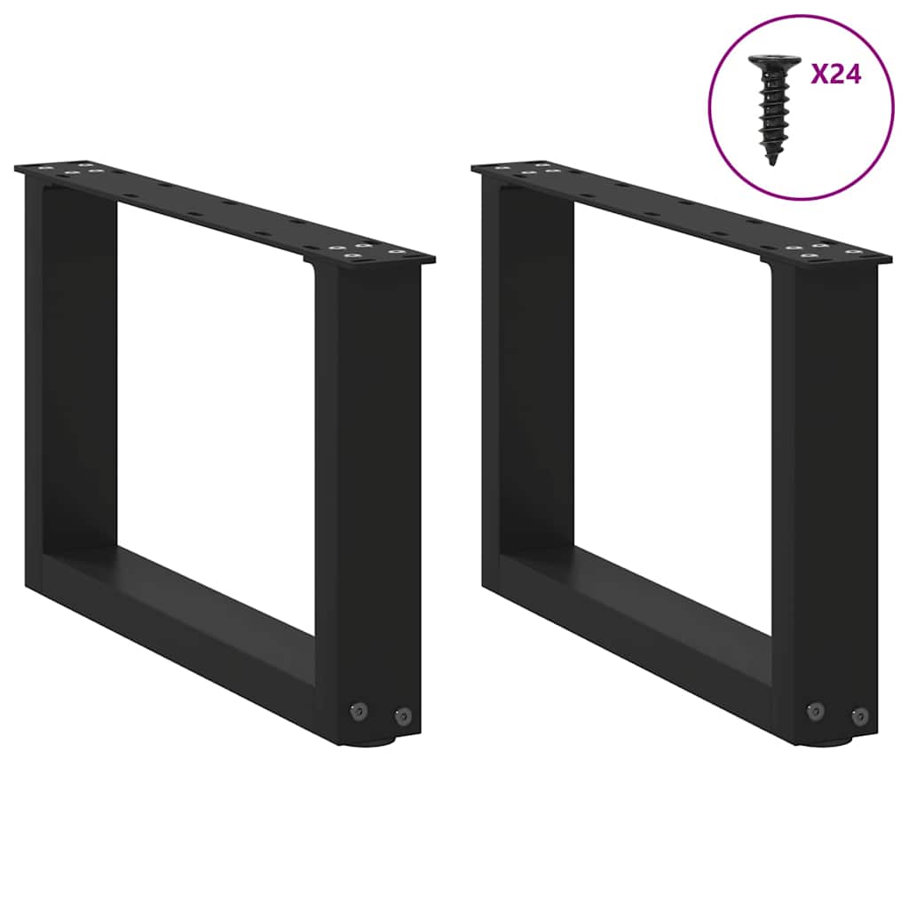 Pieds de table basse en U, 2 pièces, noir, 50 x (30-31) cm, acier - XIOS