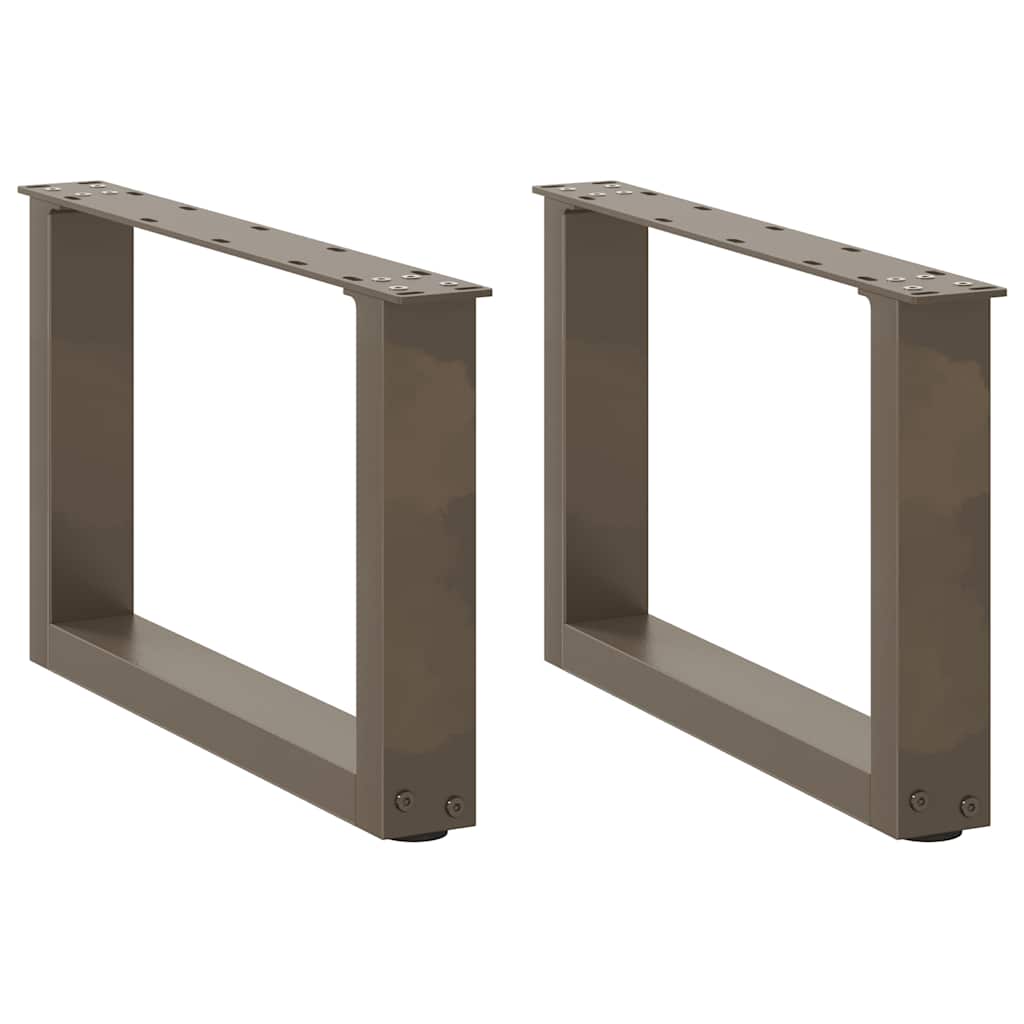 Pieds de table basse en U, 2 pièces, acier naturel, 50 x (30-31) cm - XIOS