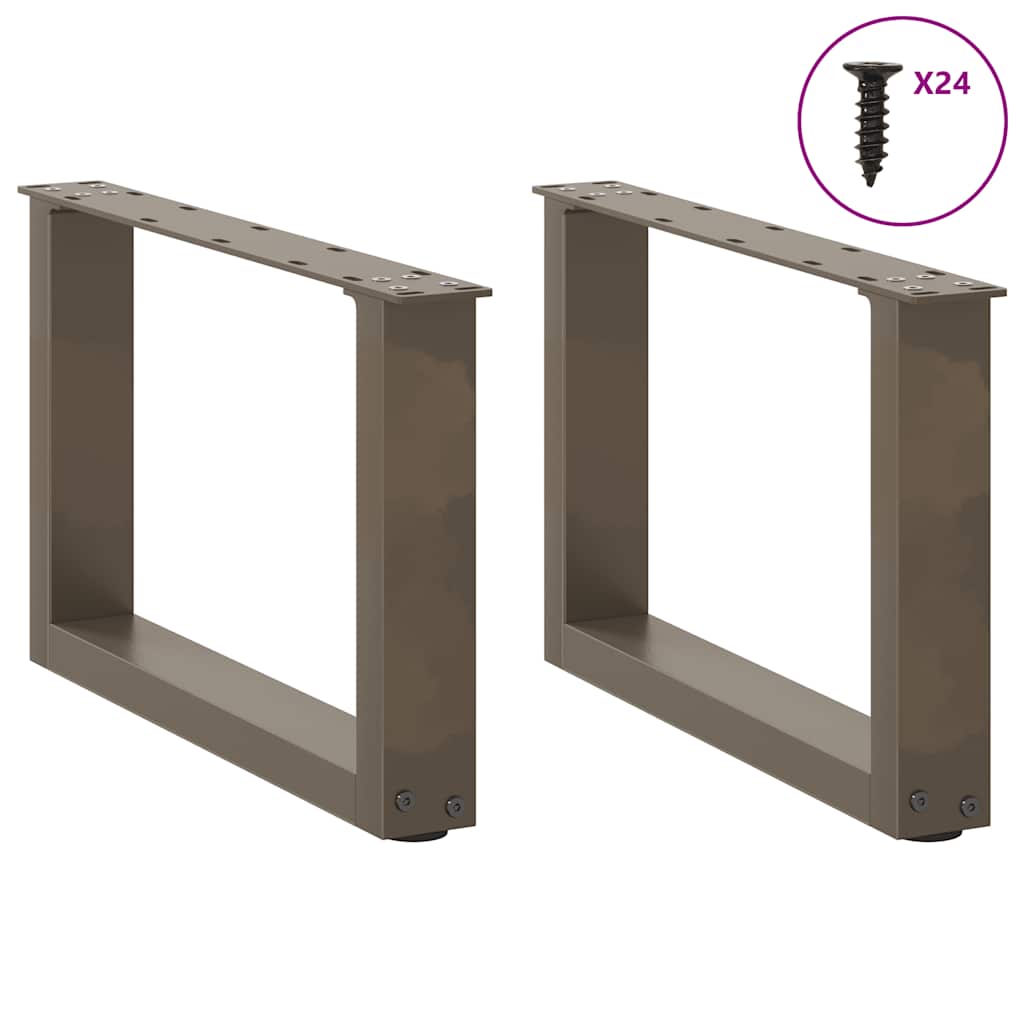 Pieds de table basse en U, 2 pièces, acier naturel, 50 x (30-31) cm - XIOS